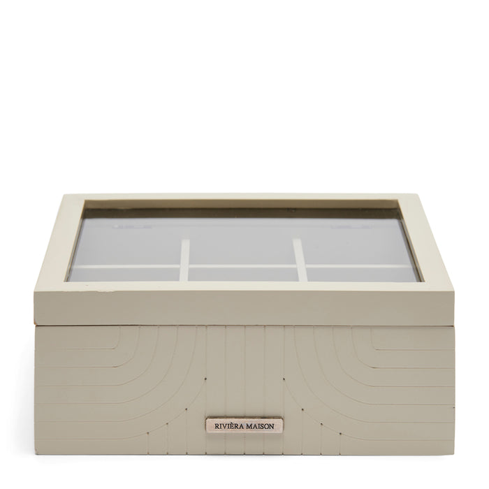 Riviera Maison theedoos 6 vakjes, transparant deksel - Room 48 - Grijs