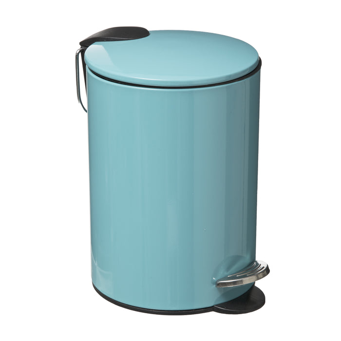 5Five Pedaalemmer - turquoise blauw - metaal - 3L - 23 cm - soft close