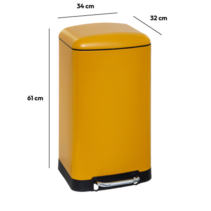 5Five Prullenbak|pedaalemmer - geel - metaal - 30 liter - 34 x 61 cm