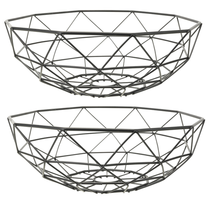 Cosy & Trendy Fruitschaal - zwart - rond - metaal - 28 x 9 cm