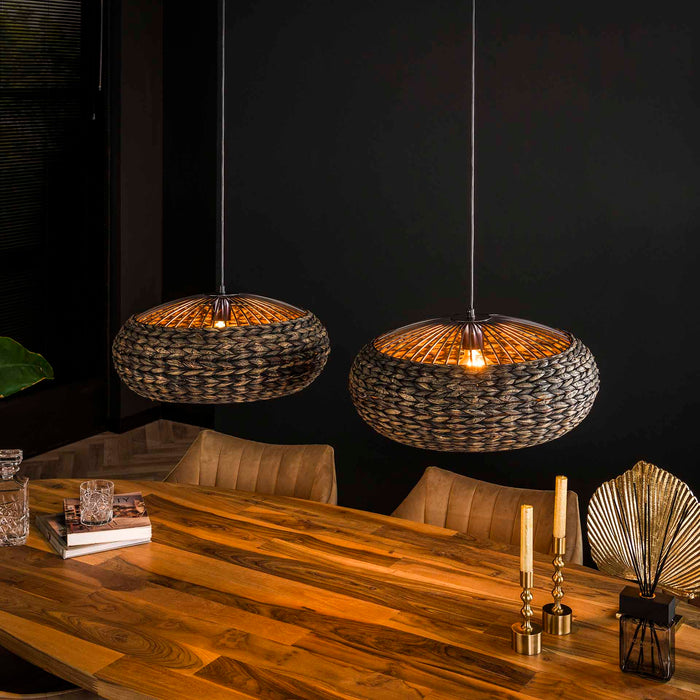 by fonQ  Gina Hanglamp - Schijf - Zwart/Nikkel