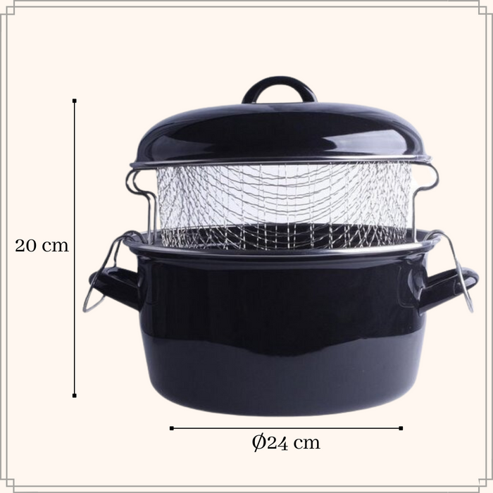 OTIX Frituurpan Zwart Inductie Emaille Friteuse Frietpan diameter 2...