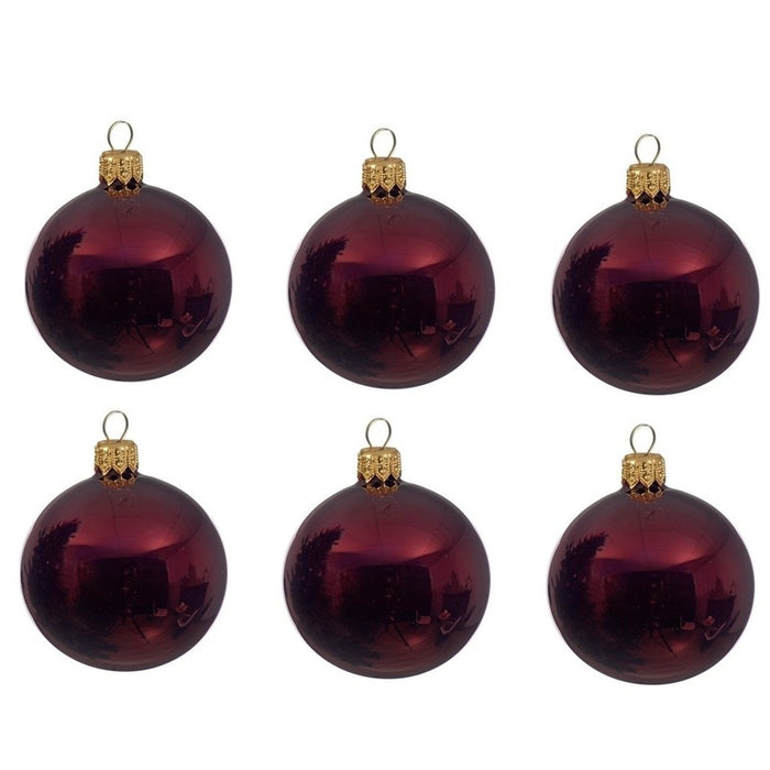 Decoris kerstballen - 6x - donkerrood - D8 cm - glas