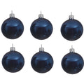 Decoris kerstballen - 6x - donkerblauw - D8 cm - glas