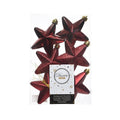 Decoris kersthanger sterren - 6x st - donkerrood - 7 cm