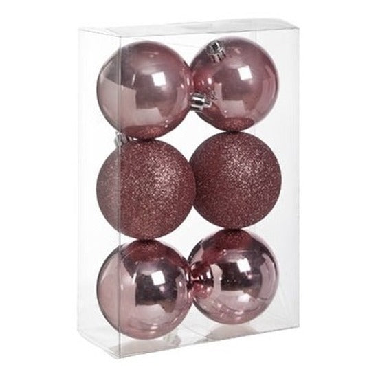 Cosy & Trendy Kerstballen - 6x st - roze - 8 cm - kunststof