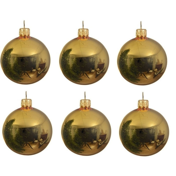 Decoris Kerstballen set - 6x stuks - goud - glas - 6 cm - glans
