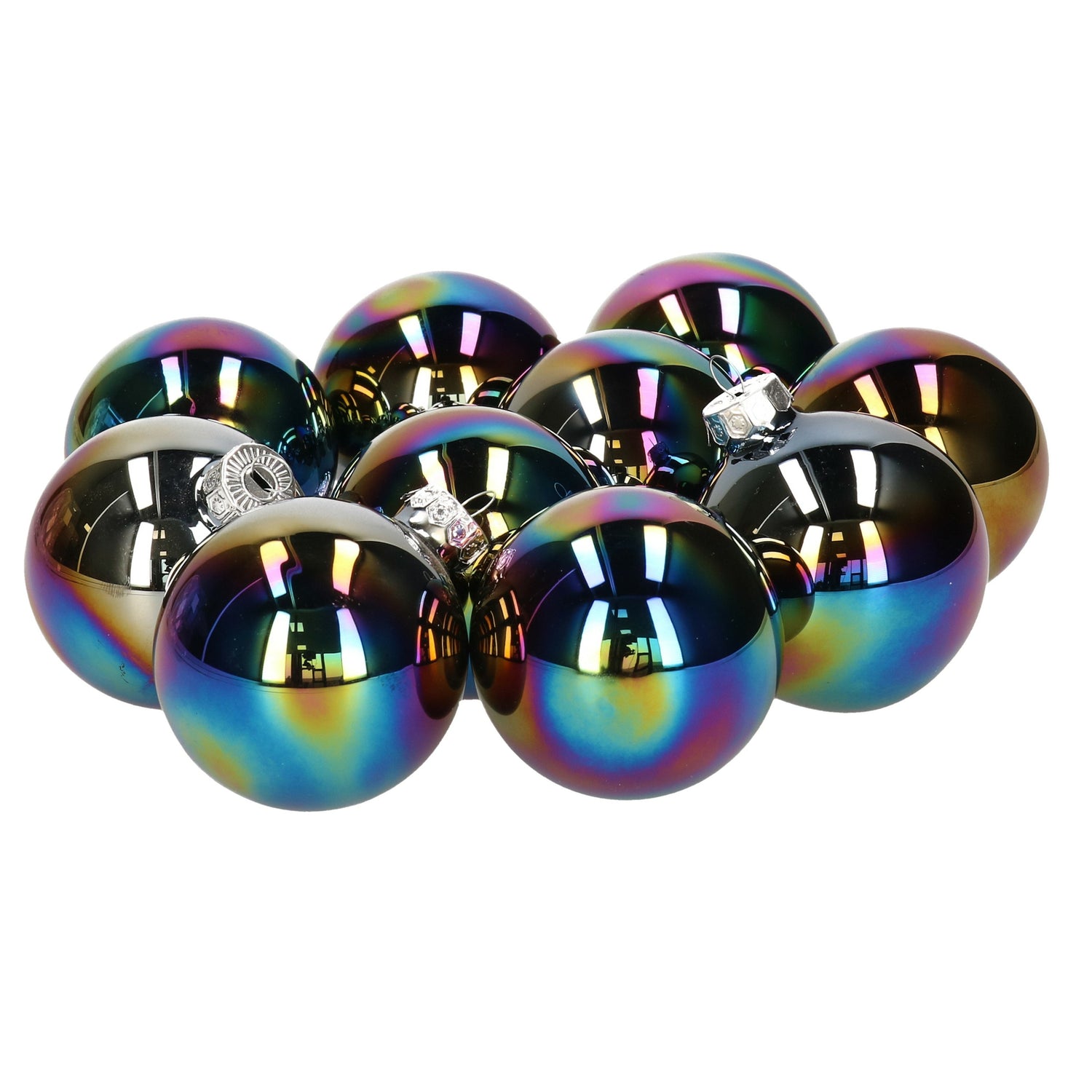 Decoris Kerstballen set - 10x st - glas - zwart|parelmoer - 6 cm