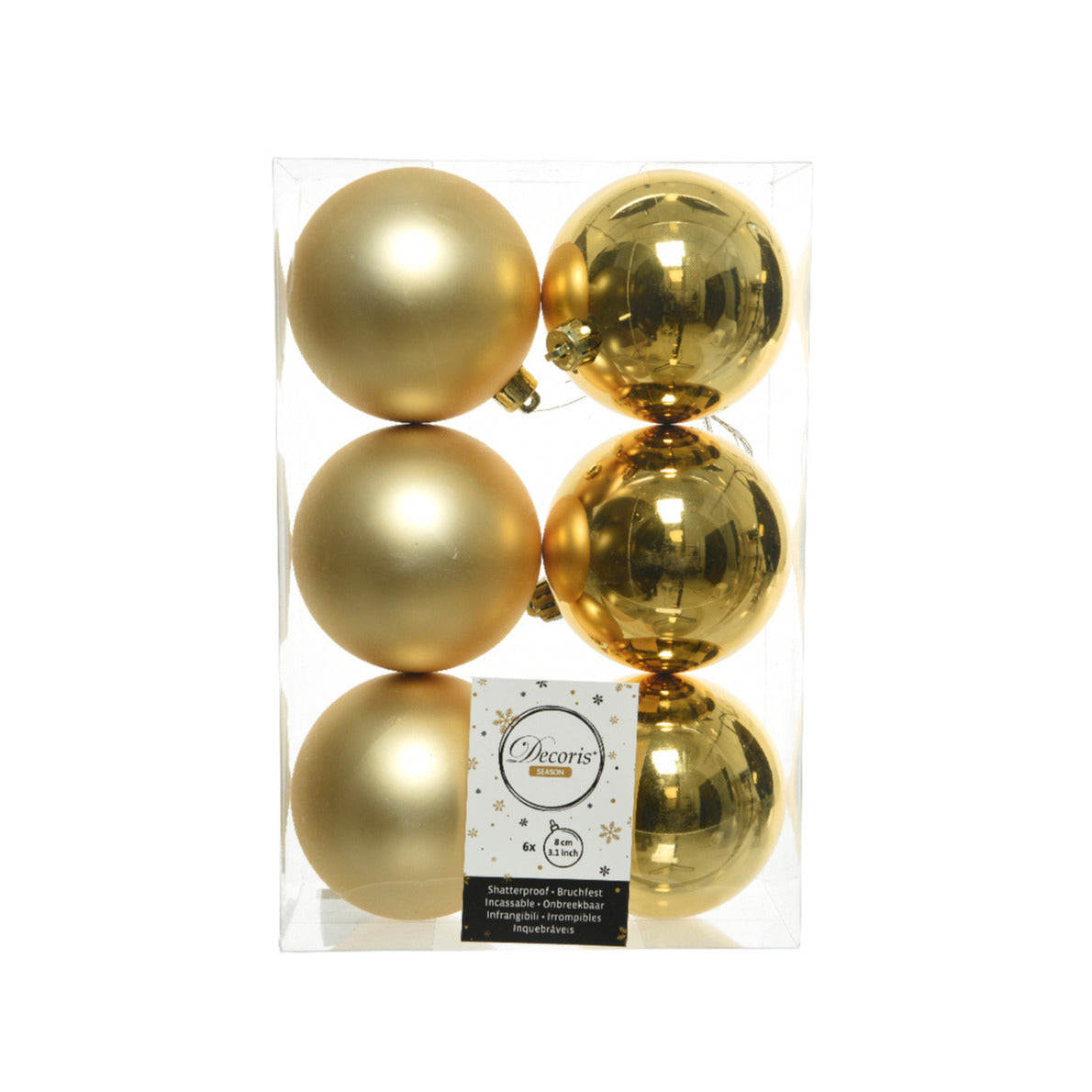 Decoris Kerstballen - 6x ST - goud - kunststof mat|glans - 8 cm