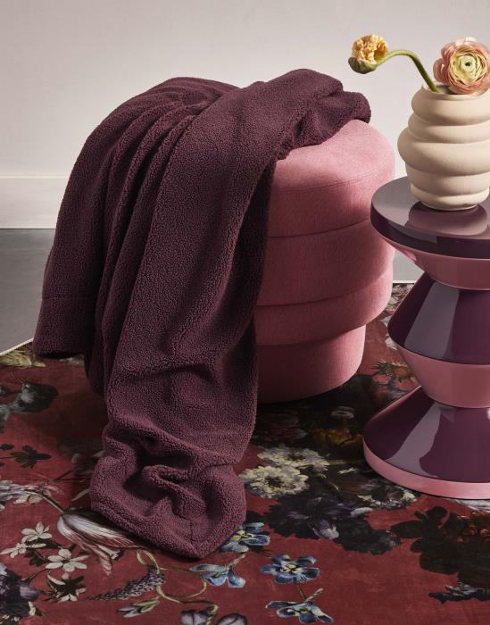 Essenza Teddy Plaid Plum wine 150 x 200 cm