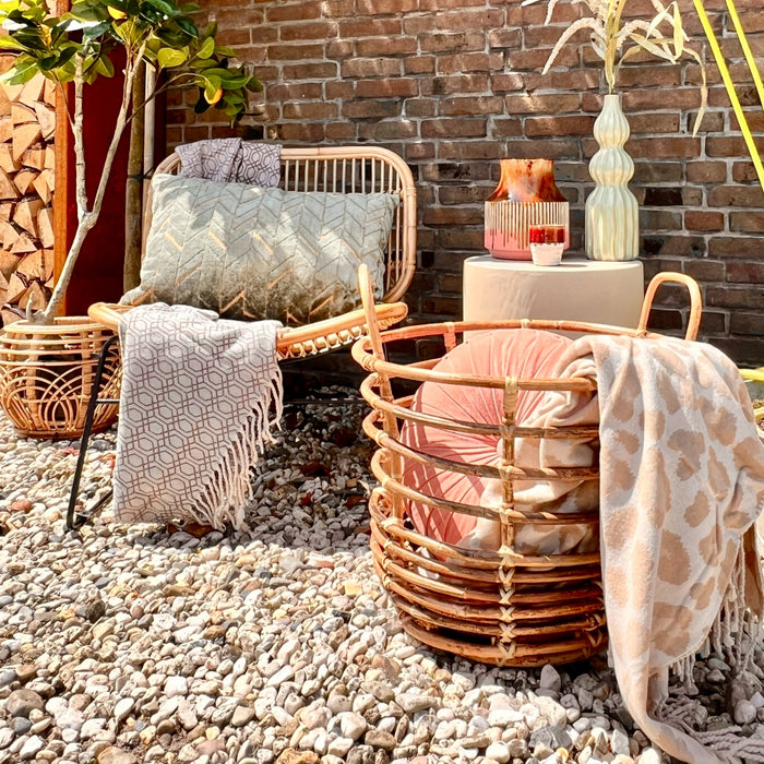 Mand Jurgen - Hout - Naturel - Rotan - 50x40x50cm (BxHxD)