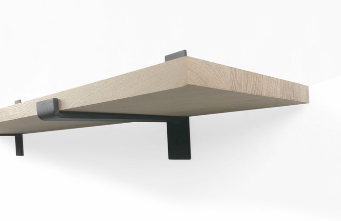 Woodbrothers Eiken 18mm wandplank recht 75x20cm + zwarte dragers