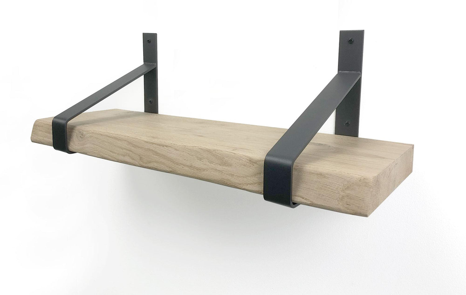 Woodbrothers Eiken wandplank boomkant 120cm + 30cm diepe dragers