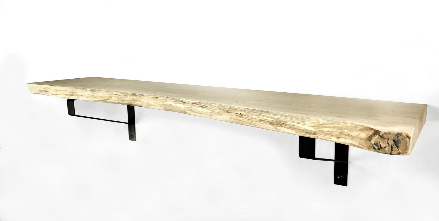 Woodbrothers Eiken wandplank massief boomstam 60x30cm + dragers