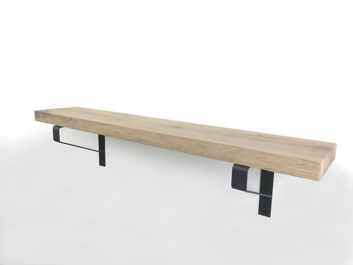 Woodbrothers Eiken wandplank massief recht 60cm op 20cm diepe dragers