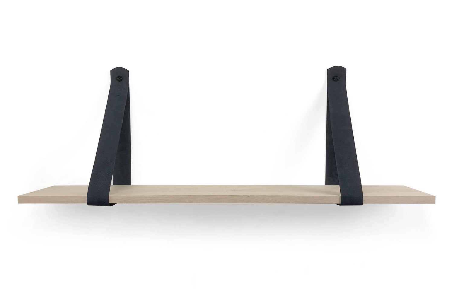 Woodbrothers Eiken 18mm wandplank recht 110x20cm + leren riem zwart