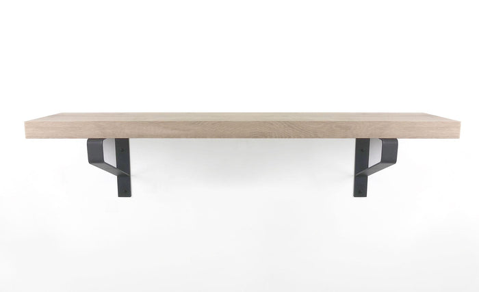 Woodbrothers Eiken wandplank massief recht 120cm op 20cm diepe dragers