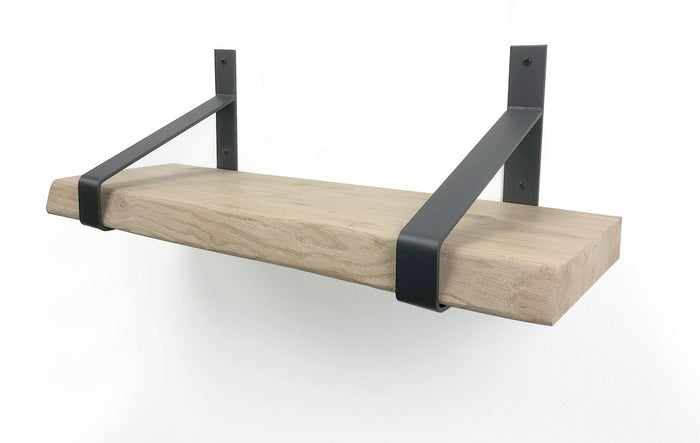 Woodbrothers Eiken wandplank boomkant 100cm + 20cm diepe dragers