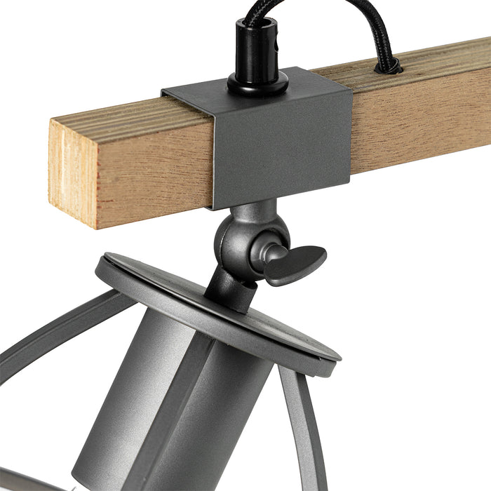 QAZQA Industriële wandlamp donkergrijs met hout verstelbaar - Arthur