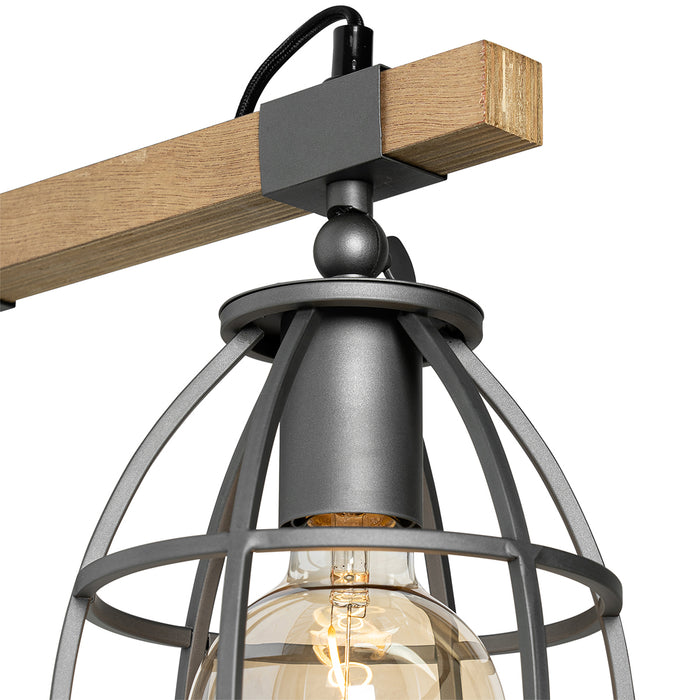 QAZQA Industriële wandlamp donkergrijs met hout verstelbaar - Arthur