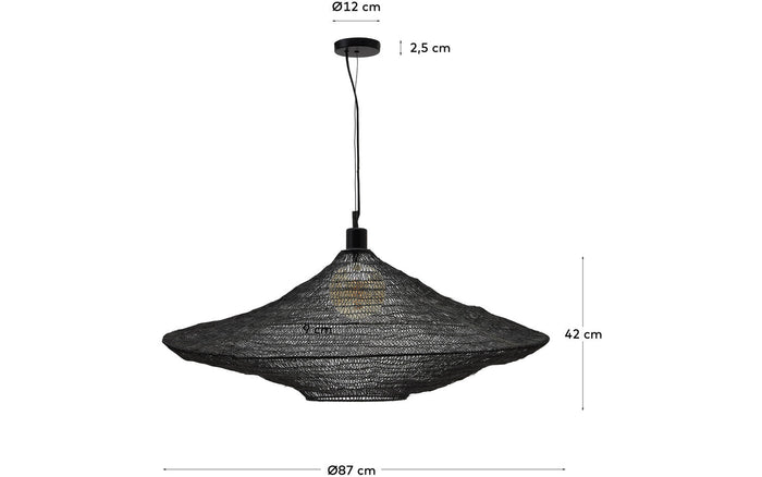 Kave Home - Makai-plafondlamp van metaal met zwarte afwerking Ø 87 cm