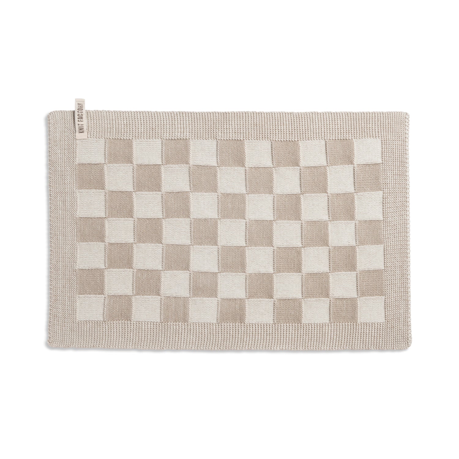 Knit Factory Gebreide Placemat  Block - Ecru|Linnen - 50x30 cm