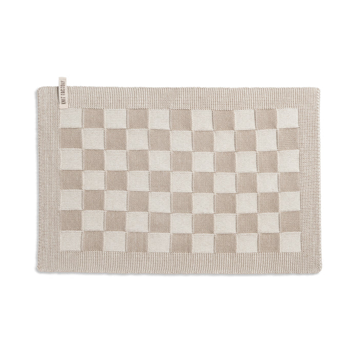 Knit Factory Gebreide Placemat  Block - Ecru|Linnen - 50x30 cm