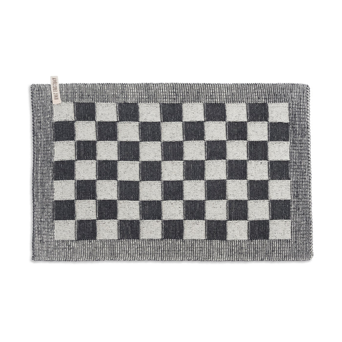 Knit Factory Gebreide Placemat  Block - Ecru|Antraciet - 50x30 cm