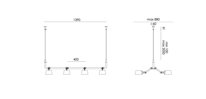 Bolt 8 hanglamp Smokey Black