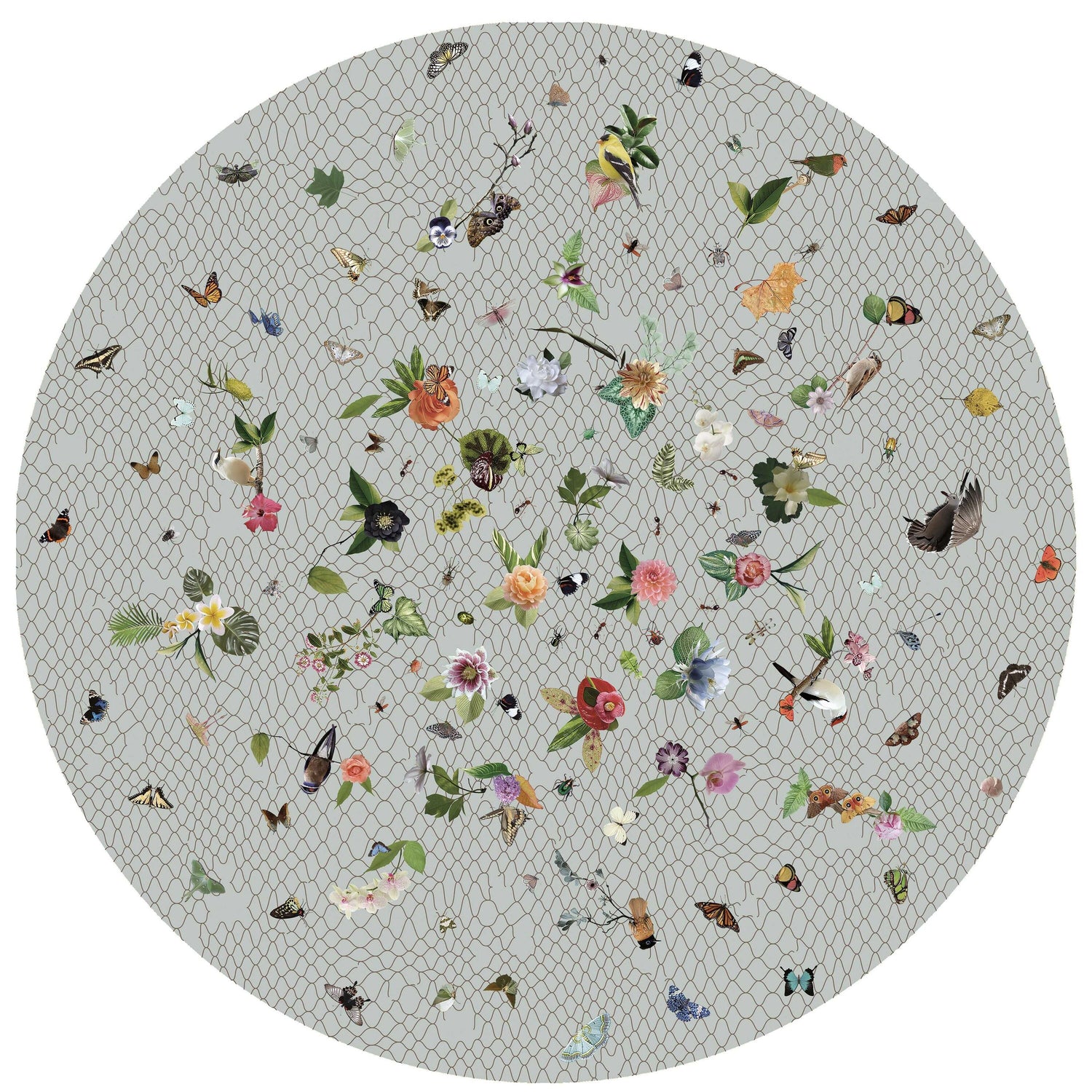 Moooi Carpets Garden of Eden Round Netting vloerkleed 350 wol grijs