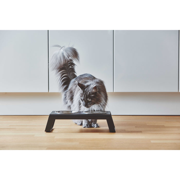 Desco kattenvoerbak aluminium zwart