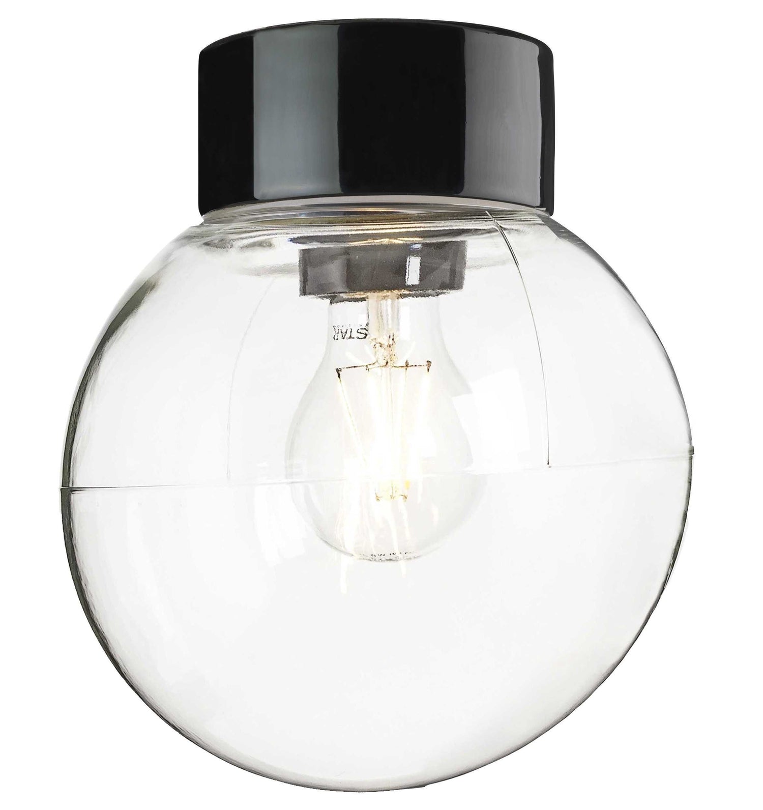 Ifö Electric Classic Globe plafond-en wandlamp clear IP54 200mm zwart