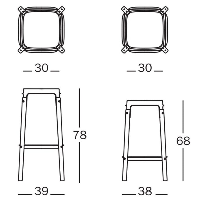 Magis Steelwood barkruk wit|beuken 68cm