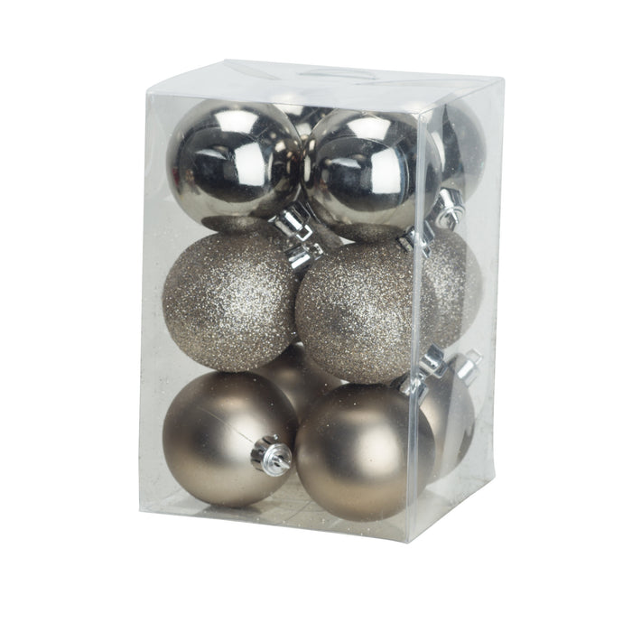 Cosy & Trendy Kerstballen - 12x - champagne - 6 cm - kunststof