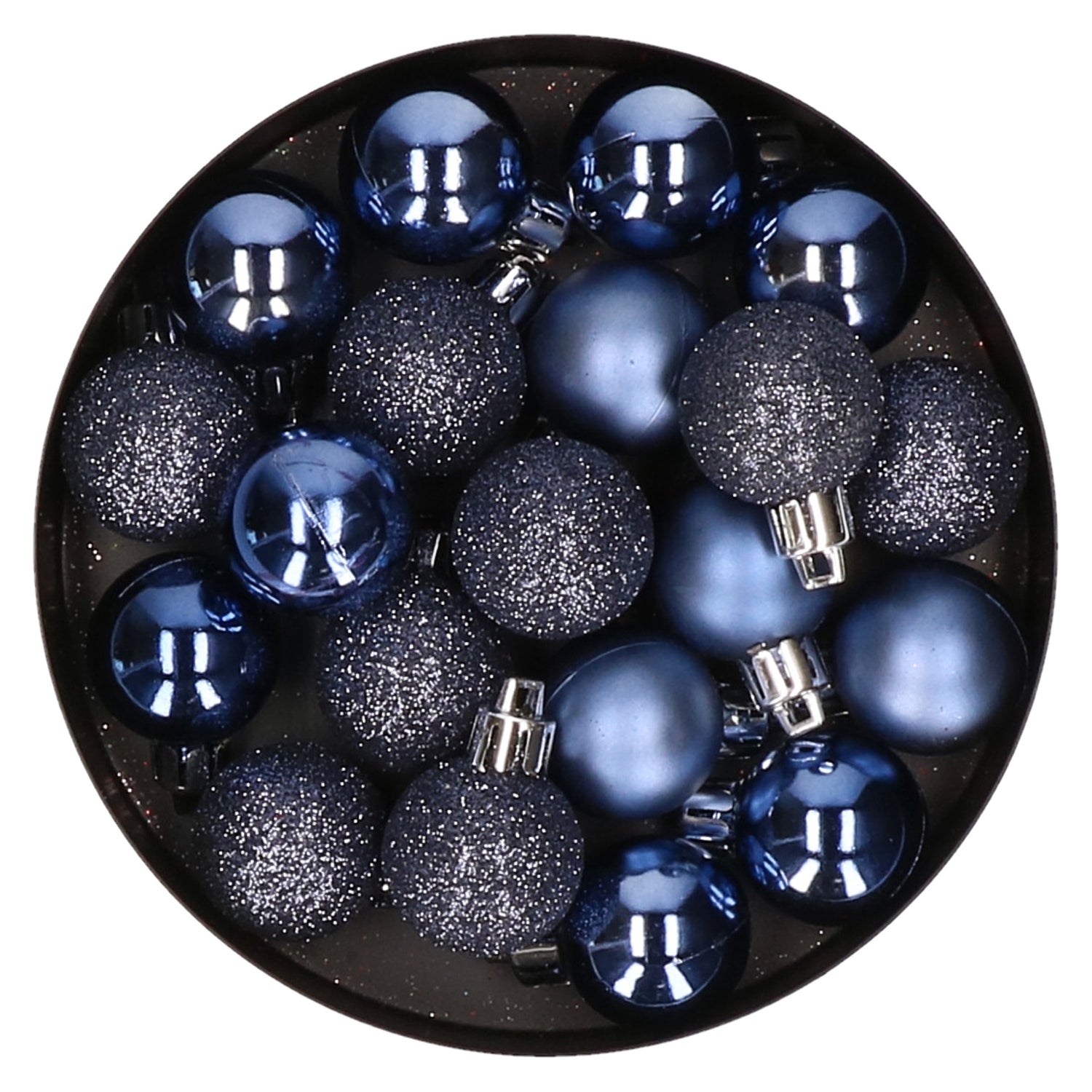 Cosy & Trendy Kerstballen - 20 st - donkerblauw - kunststof - 3cm