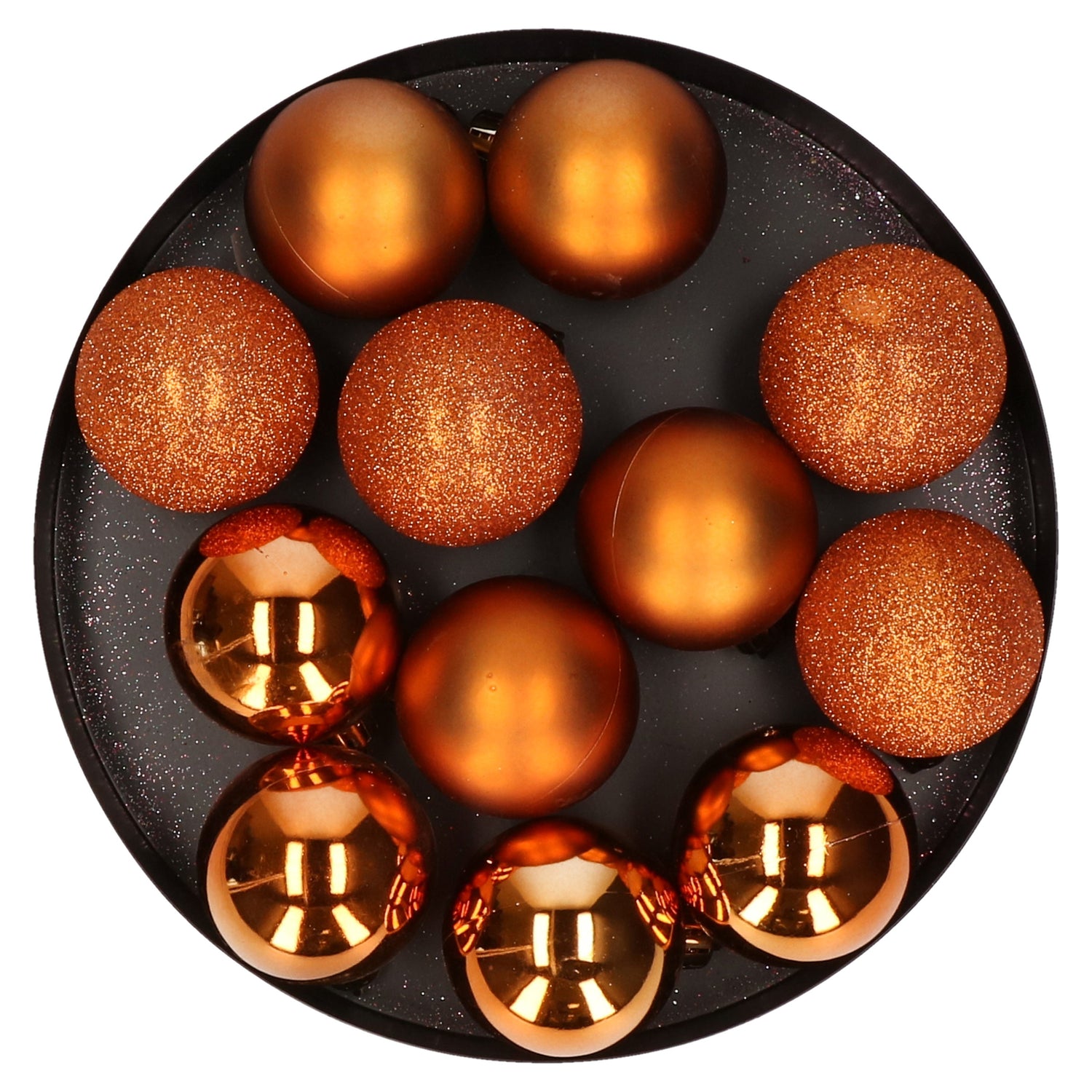 Cosy & Trendy Kerstballen - 12 st - oranje - mat|glans|glitter
