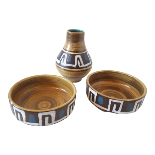 Reliving Set Jasba Vintage Vaas En 2 Schalen West Germany Keramiek