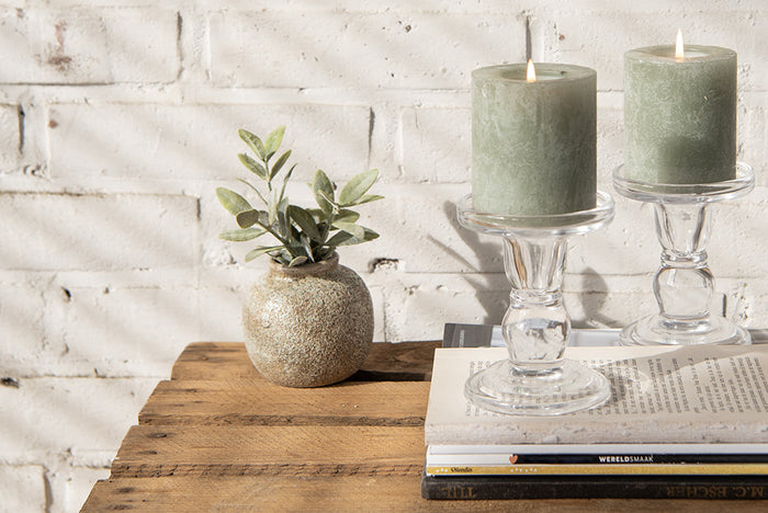 Clayre & Eef Vaas  8 cm Bruin Keramiek Rond Bloempot Binnen