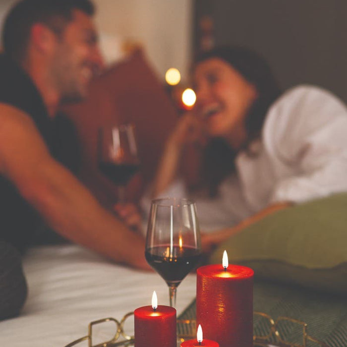 Uyuni Led Rustieke Kaars Karmijnrood - 7,8x20cm