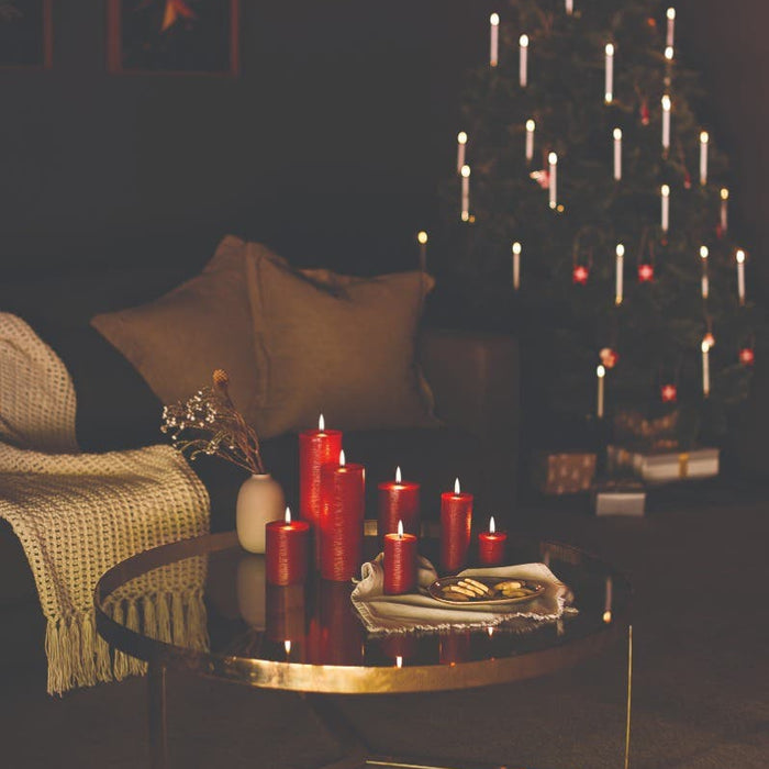 Uyuni Led Rustieke Kaars Karmijnrood - 7,8x20cm