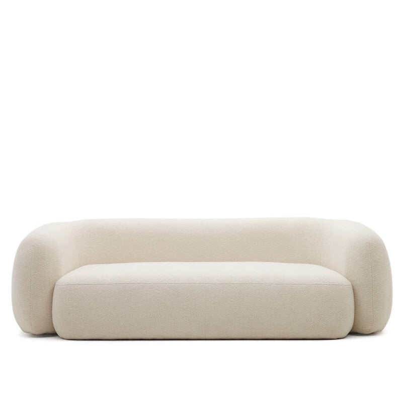 Kave Home Martina 3-Zitsbank van gebroken witte schapenvacht