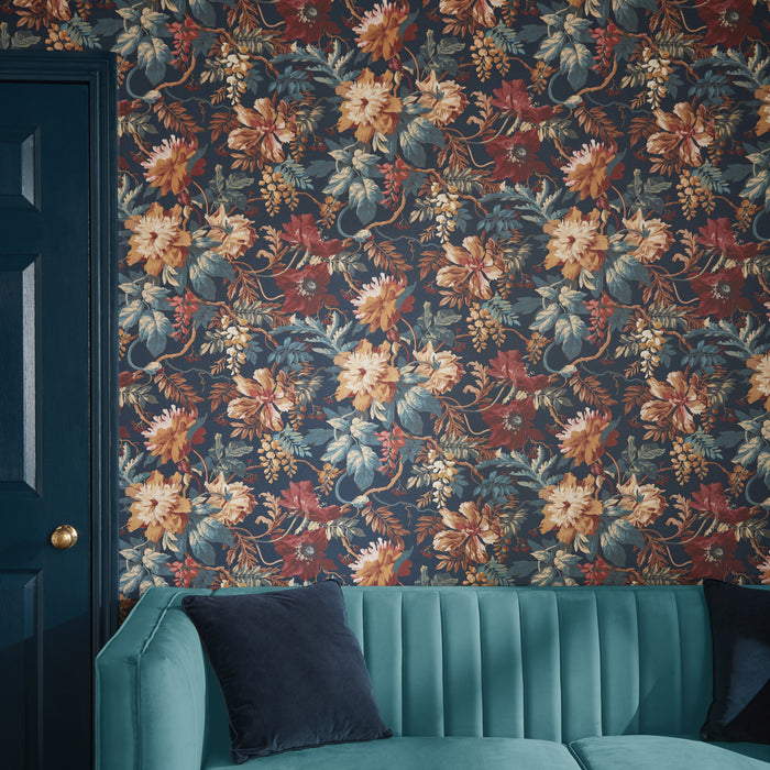 Graham & Brown vliesbehang Florenzia Dusk Donkerblauw