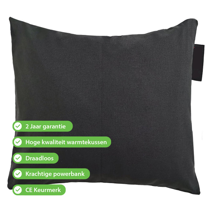 Vtw Living - Warmtekussen Elektrisch Oplaadbaar - Zwart - 40 x 40 cm