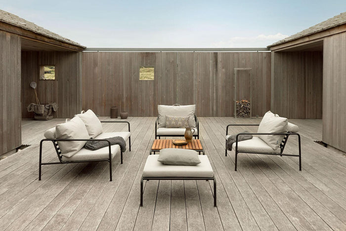 Avon Ottoman voetenbank frame zwart stof alpine