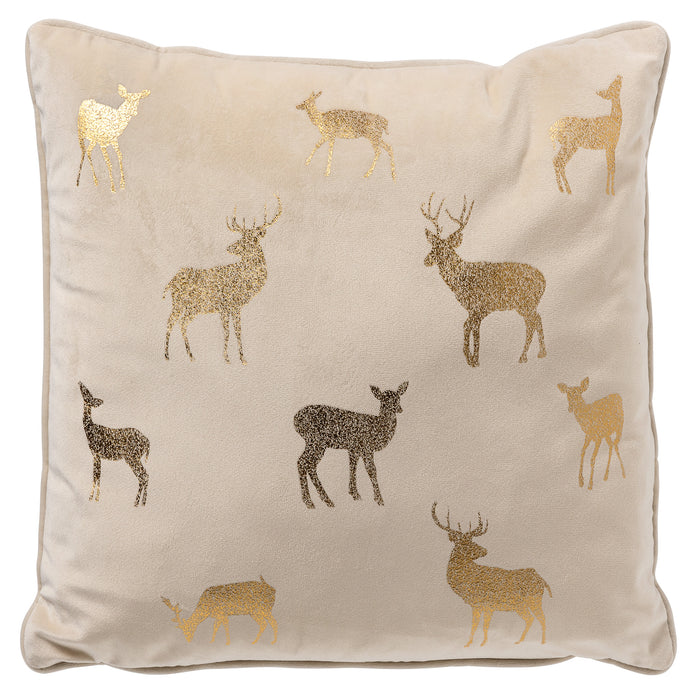 Deer - Kerst kussenhoezen - 45x45 cm, wit