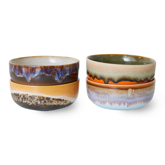 HKliving 70's Ceramics Tapas Kommen Ø 11 cm - Set van 4 - Crystal