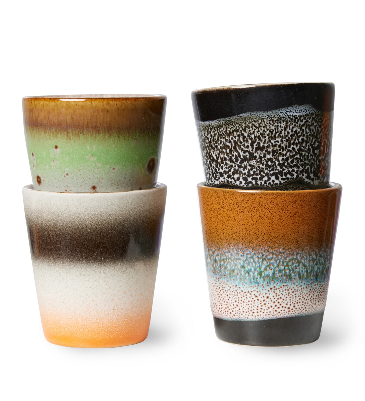 HKliving 70's Ceramics Ristrettokopje 0,1 L - Set van 4 - Good Vibes