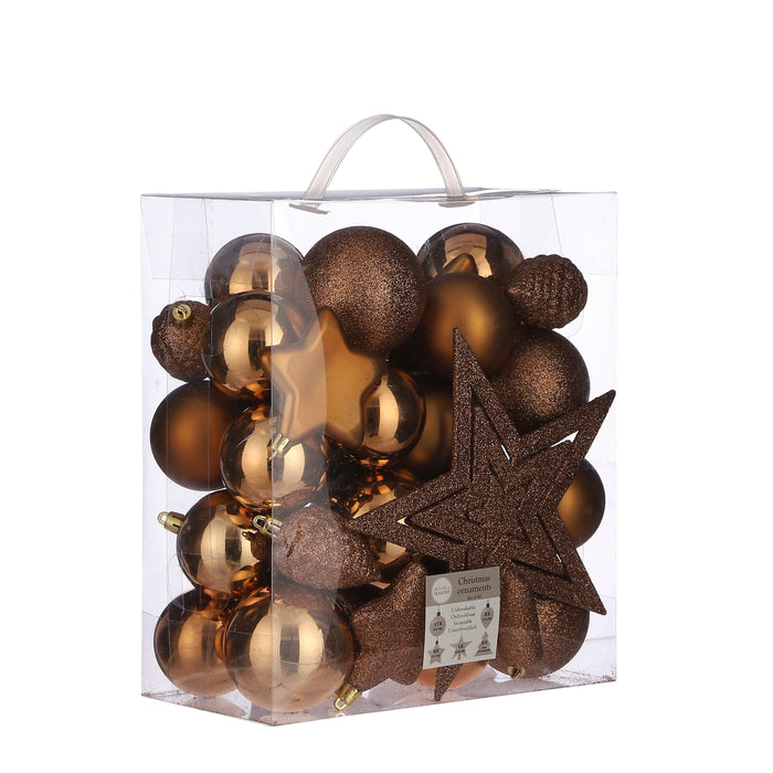 House of Seasons Plastic Kerstballen Set met Piek - 40 Stuks - Ø8 cm