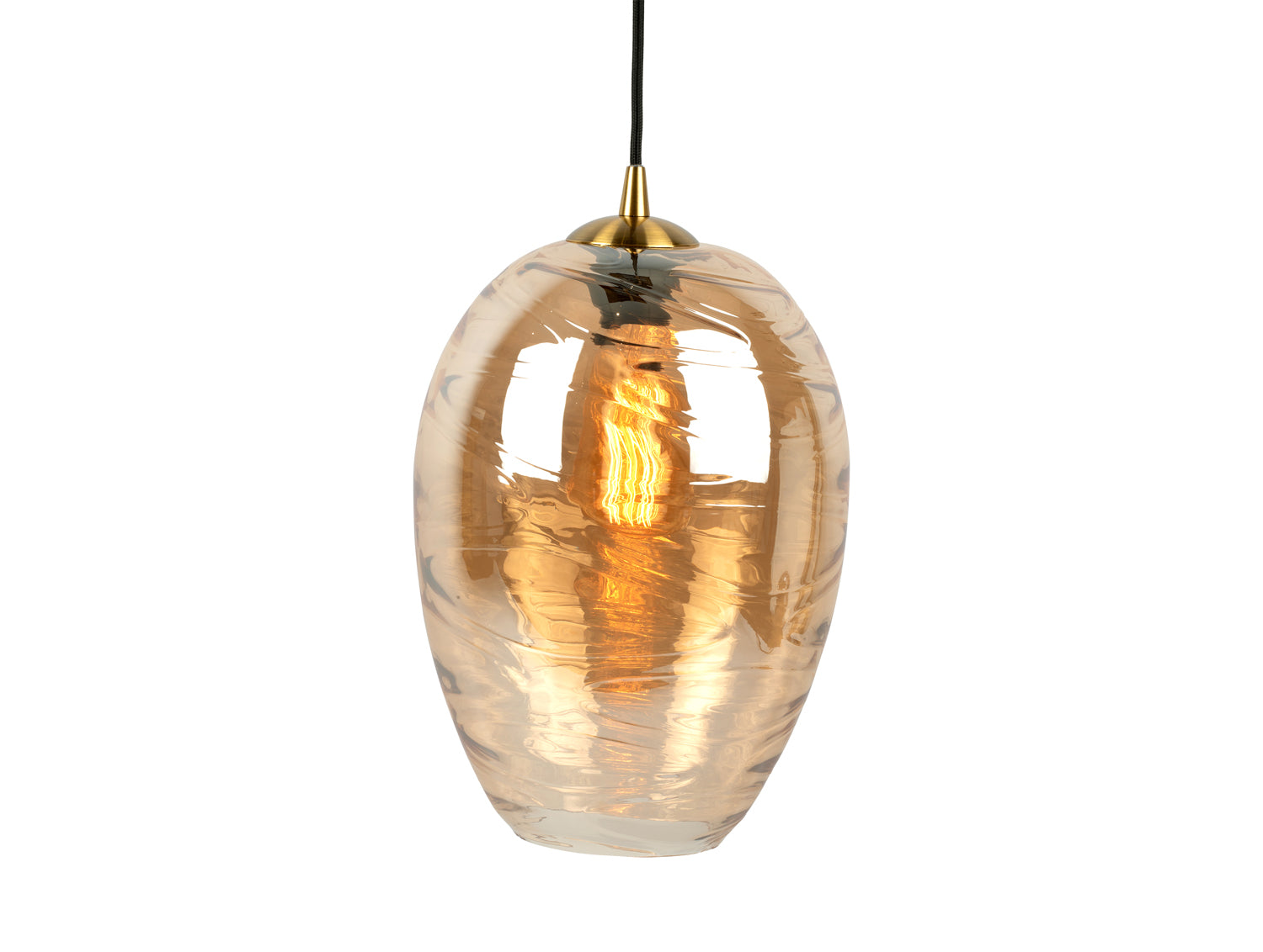 Leitmotiv - Pendant lamp Glamour Cone glass amber brown