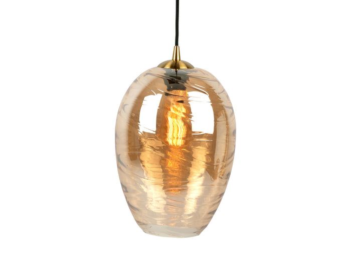 Leitmotiv - Pendant lamp Glamour Cone glass amber brown